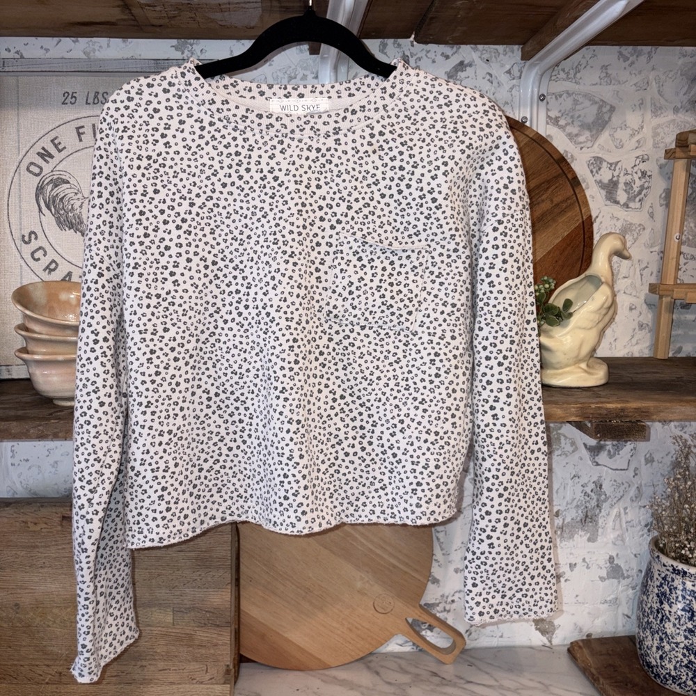 Women's Small Pullover Animal Print Cute Pocket Long Skye S Crop Sweatshirt Top